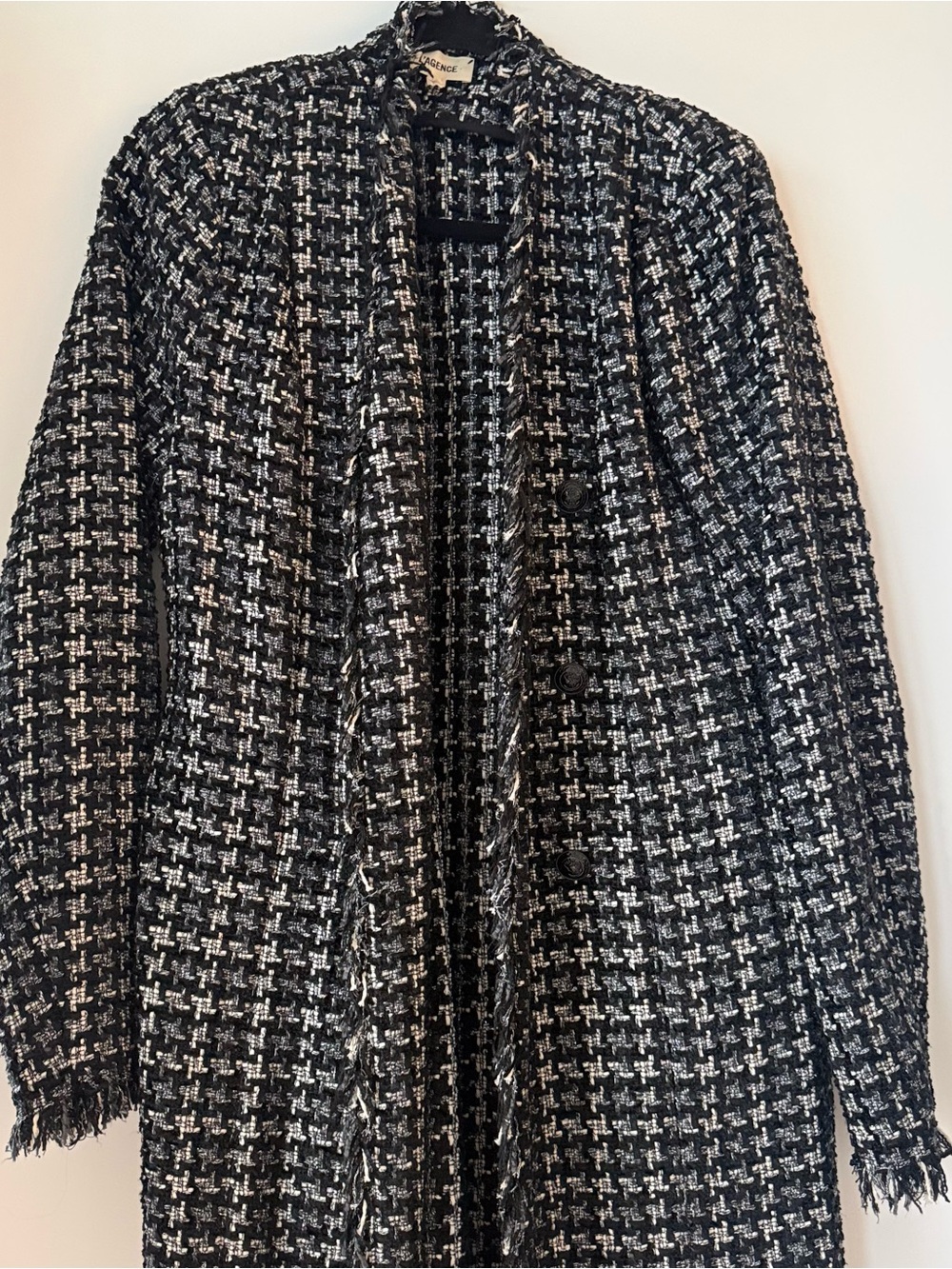L'AGENCE Oakley Longline Tweed Belted Long Coat jacket - Picture 6 of 16